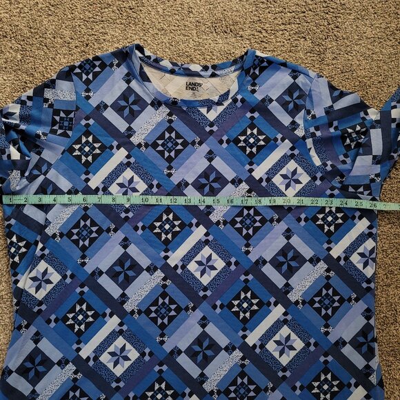 ***Lands End Blue Geometric Print Long Sleeve T-shirt 2X*** - Picture 7 of 10